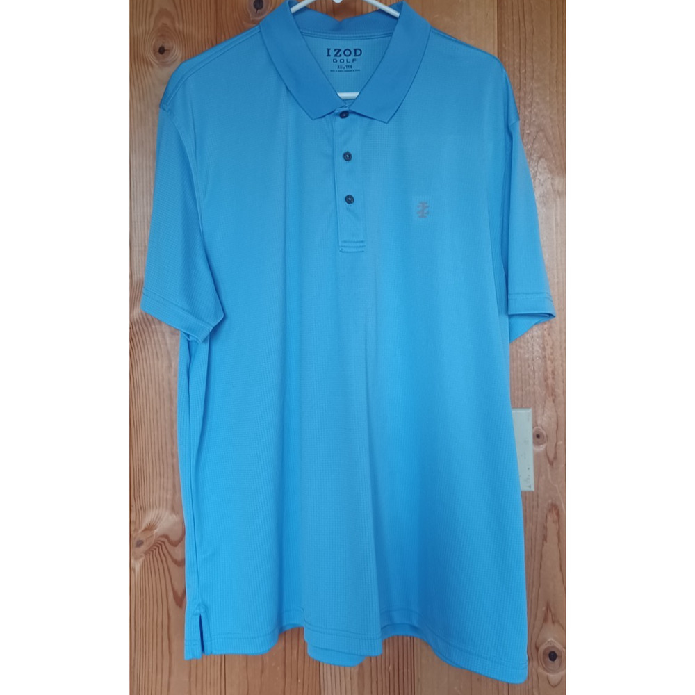 Izod Golf Shirt Men's XXL Blue Waffle Pattern Polo Style Sporty Outdoors Classic - Picture 2 of 7